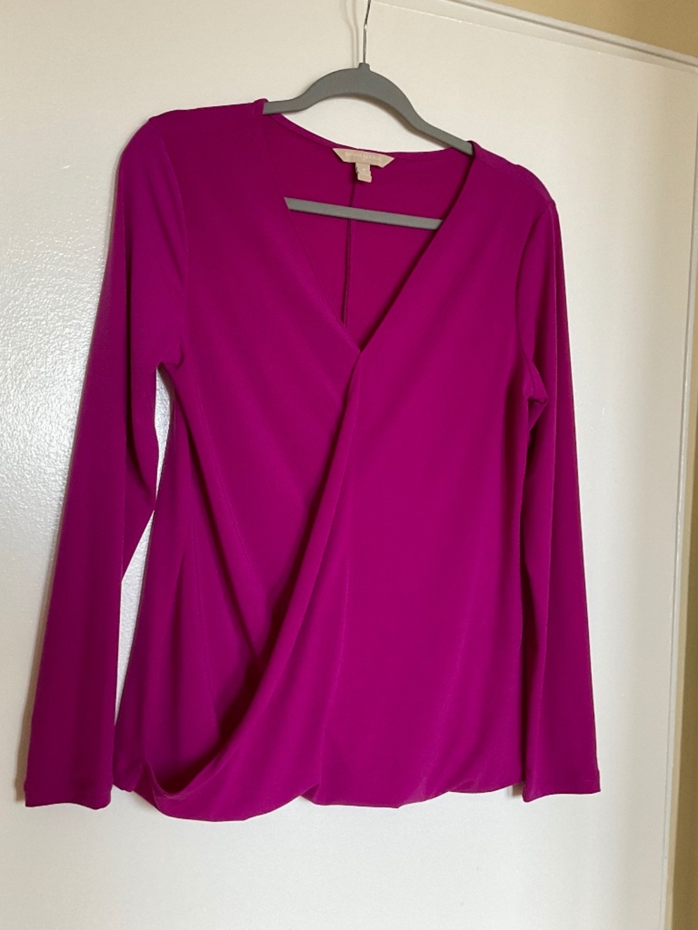 Fuchsia Draped Wrap Front Blouse